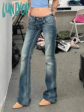 Lunivop Woman Korean Jeans Chic Denim Streetwear Pants All-Match Hot Y2K Office Lady Ins Wash